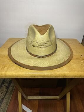 Kingstone Western Straw Hat Sz Med Excellent Condition